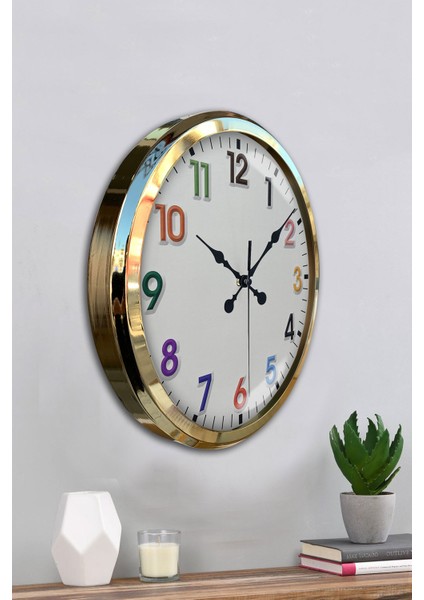 52 cm Gold Metal Renkli Sayı Duvar Saati fırsatları