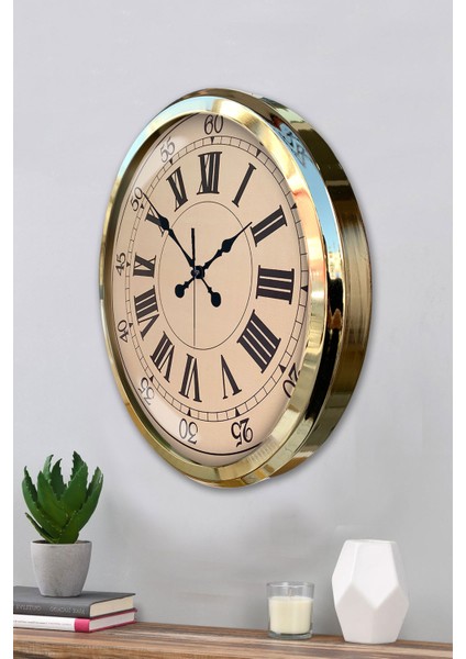 52 cm Gold Metal Roma Rakamlı Duvar Saati modelleri