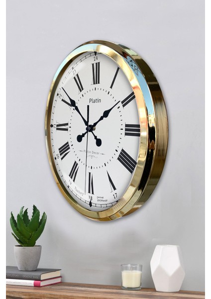 52 cm Gold Metal Roma Rakamlı Duvar Saati modelleri