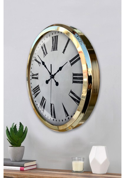 52 cm Gold Metal Roma Rakamlı Duvar Saati modelleri