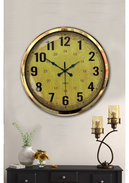 52 cm Gold Metal Sarı Duvar Saati