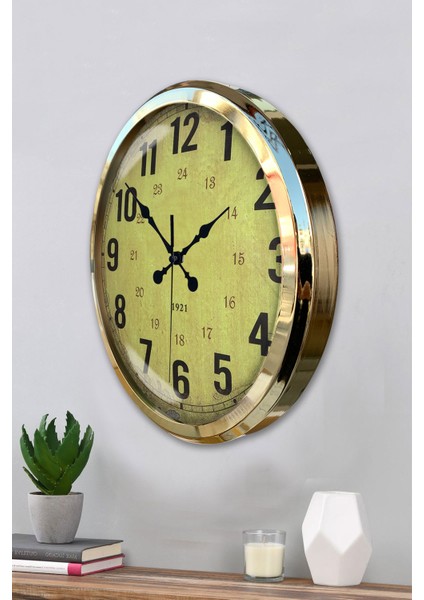 52 cm Gold Metal Sarı Duvar Saati