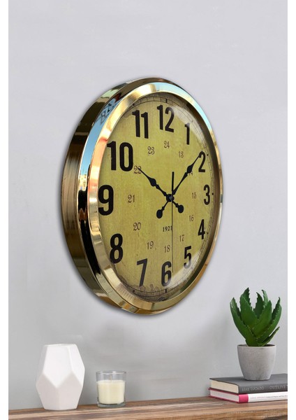 52 cm Gold Metal Sarı Duvar Saati