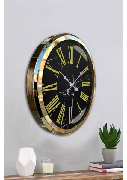 52 cm Gold Metal Sarı Roma Rakamlı Duvar Saati fırsatları