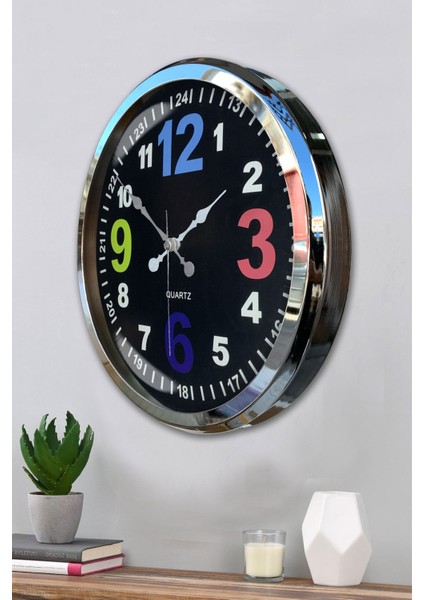 52 cm Krom Metal 13-24 Duvar Saati modelleri