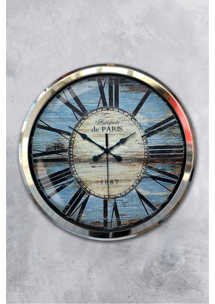 52 cm Krom Metal 1980 Modası Duvar Saati