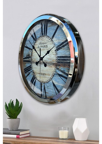 52 cm Krom Metal 1980 Modası Duvar Saati modelleri