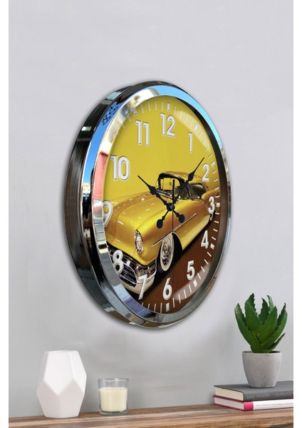 52 cm Krom Metal Araba Galeri Duvar Saati fırsatları
