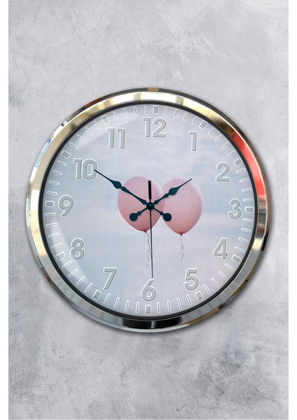 52 cm Krom Metal Balon Duvar Saati