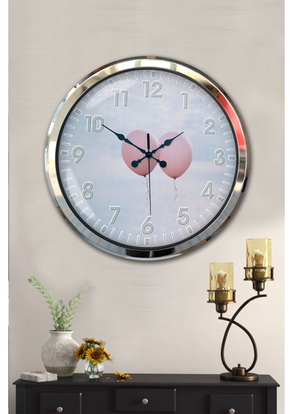 52 cm Krom Metal Balon Duvar Saati fiyatları