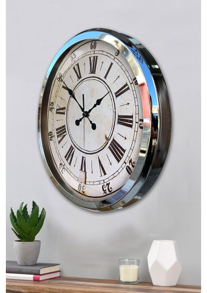 52 cm Krom Metal Dakika Duvar Saati modelleri