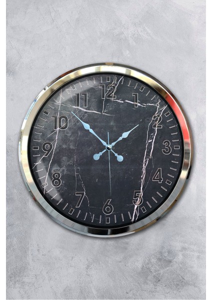 52 cm Krom Metal Desenli Duvar Saati