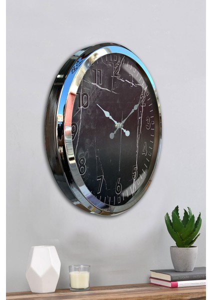 52 cm Krom Metal Desenli Duvar Saati fırsatları