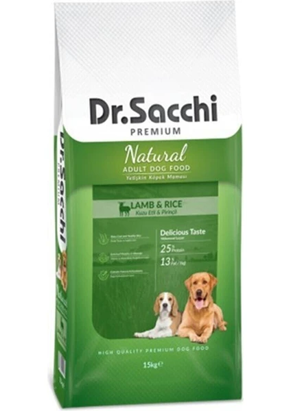 Dr. Sacchi Kuzu Etli ve Pirinçli Yetişkin Köpek Maması 15KG