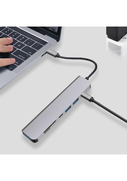 MacBook Pro Için Usb-C HDMI USB 3.0 Adaptör 7'de C Tipi 7 (Yurt Dışından)