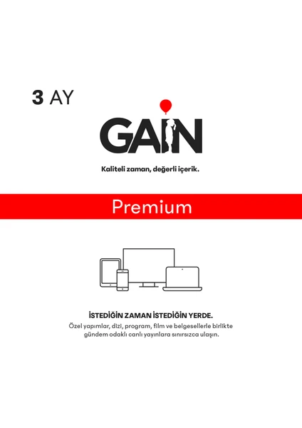 Gain Medya 3 Aylık Premium Abonelik