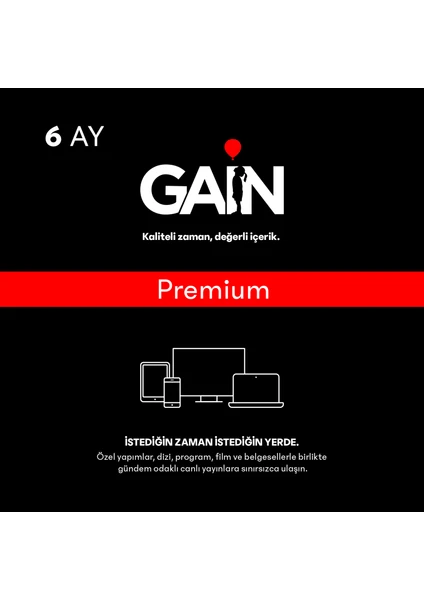 Gain Medya 6 Aylık Premium Abonelik