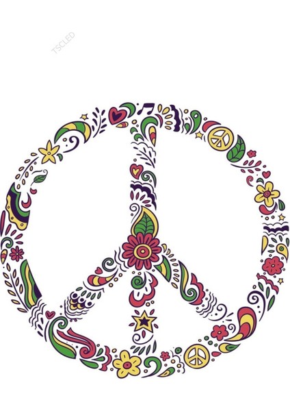 Çiçekli Peace Özgürlük Simge Logo Sticker 20 cm