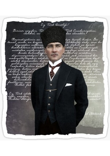 Atatürk Gençliğe Hitabe Sticker Yapıştırma 18 cm