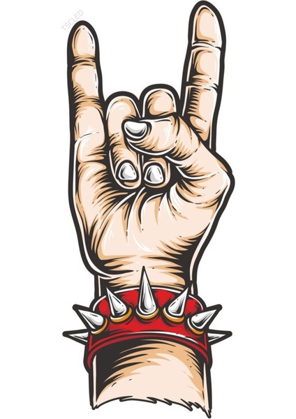 Rock & Roll El Işareti Sticker 20 cm