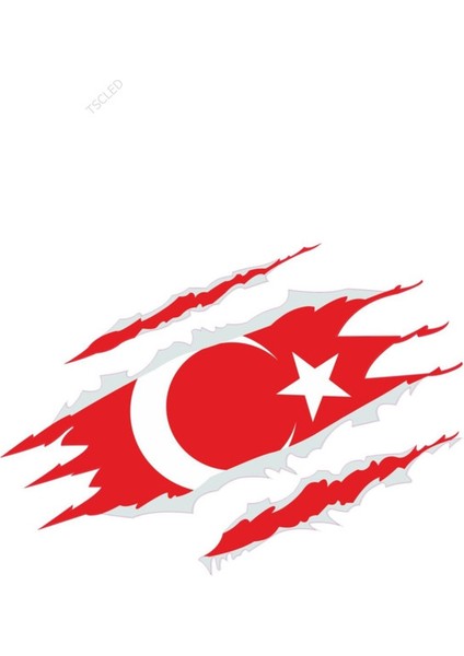 Türk Bayrağı Pençe Izi Türk Bayrağı Sticker 18 cm