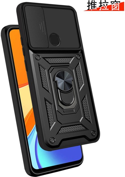 Xiaomi Redmi 9c Ince Kaydırmalı Kamera Kapaklı ve Halka Tutucu Standlı Sağlam Zırh Koruma Çantası Siyah (Yurt Dışından) fiyatları