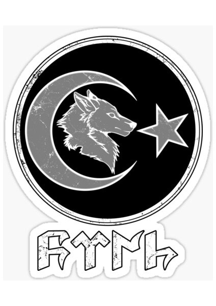 Göktürkçe Kurt Ay ve Hilal 22 cm Araba Oto Sticker
