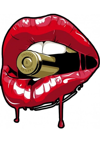 Dudak Mermi Kurşun Sticker Yapıştırması 18 cm ,