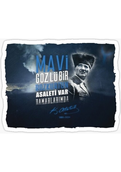 Atatürk Renkli Sticer Yapıştırma 20 cm