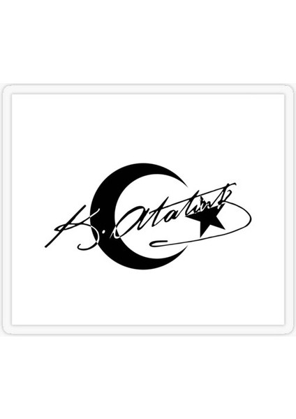 Ay Yıldız ve Atatürk Sticker Yapıştırması 17 cm