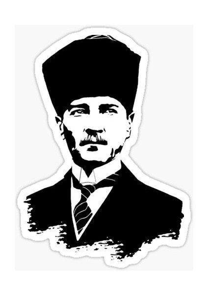 Atatürk Sticker Yapıştırması Siyah Renk 18 cm