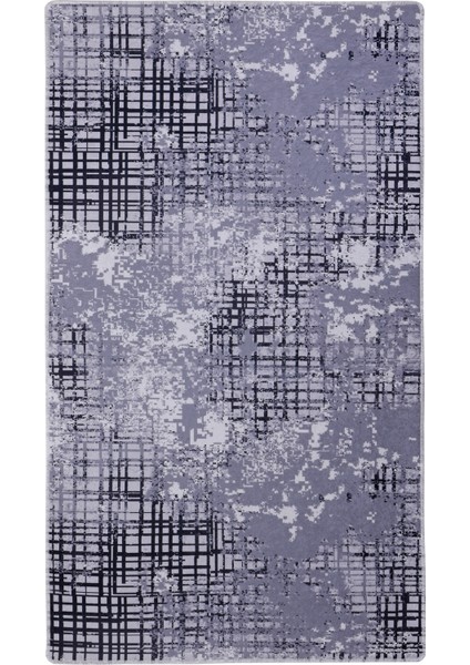 Dijidekor 8881 Gri Siyah Saçaksız Dijital Halı Kaymaz Yıkanabilir Iskandinav Yolluk 160X300