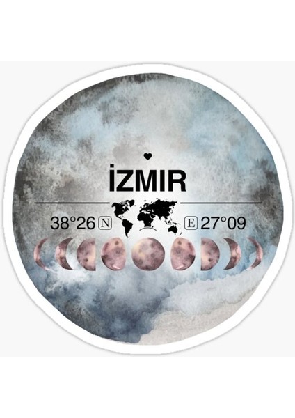 Izmir ve Ay Gps Harita Sticker Oto Araba Yapıştırma 15 cm
