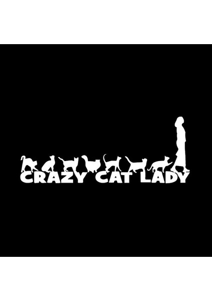 Çılgın Kedi Annesi Araba Sticker Etiket Beyaz 20 cm