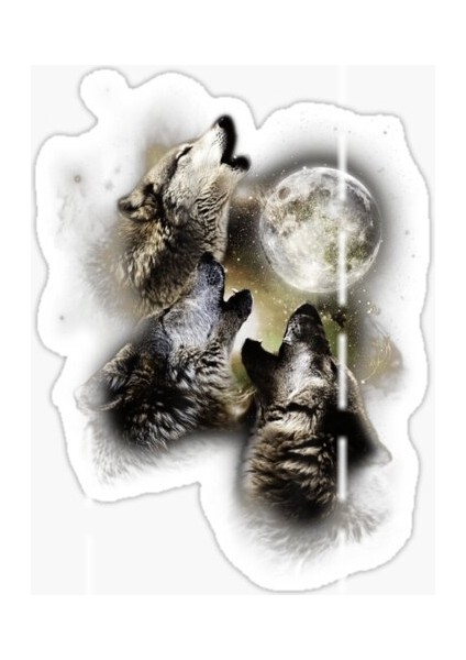 Uluyan Kurtlar Araba Etiket Sticker Yapıştırma 18 cm