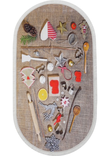 Dijidekor Kahve Mutfak Halısı Saçaklı Dijital Oval Halı Kaymaz Yıkanabilir Iskandinav 80X300 fiyatları