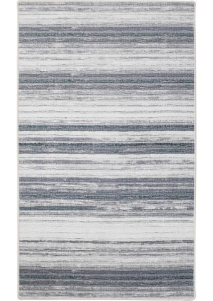 Dijidekor 9026 Gri Saçaksız Dijital Halı Kaymaz Yıkanabilir Iskandinav Yolluk 180X450