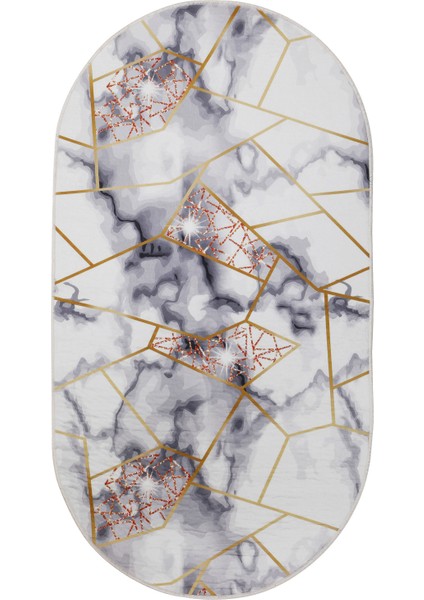 Dijidekor Gold Kristal Saçaksız Dijital Oval Halı Kaymaz Yıkanabilir Iskandinav Yolluk 80X300 fiyatları