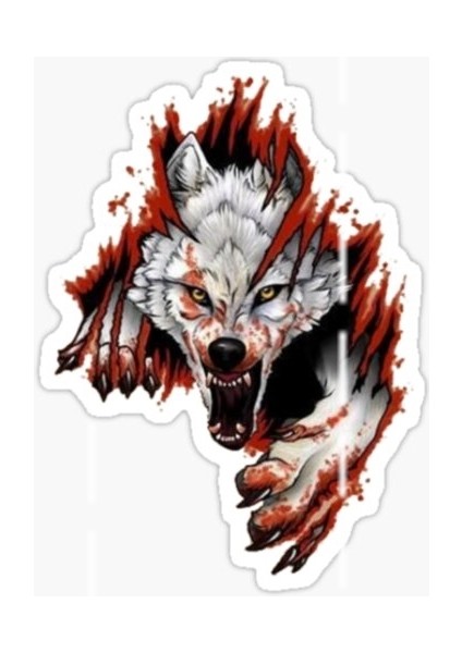 Öfkeli Kızgın Kurt Araba Sticker Oto Yapıştırması 18 cm Model 11