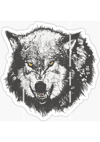 Öfkeli Kızgın Kurt Araba Sticker Oto Yapıştırması 18 cm Model 6