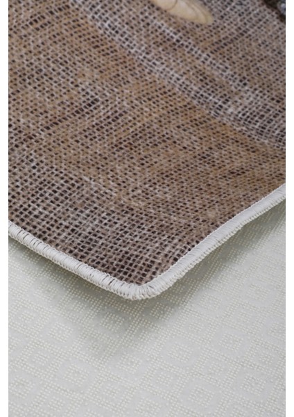 Kahve Mutfak Halısı Saçaksız Dijital Halı Kaymaz Yıkanabilir Iskandinav 80X300 modelleri