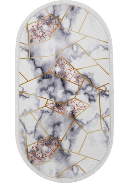 Dijidekor Gold Kristal Saçaklı Dijital Oval Halı Kaymaz Yıkanabilir Iskandinav Yolluk 120X250 fiyatları