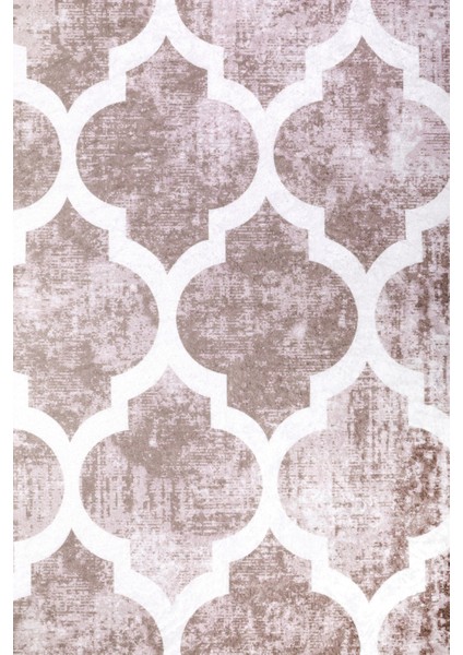 Maça Bej Saçaksız Dijital Oval Halı Kaymaz Yıkanabilir Iskandinav Yolluk 160X600