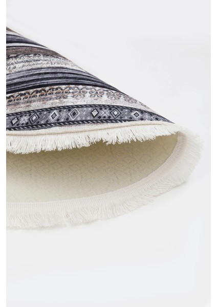 Dijidekor Köln Kahve Saçaklı Dijital Oval Halı Kaymaz Yıkanabilir Iskandinav Yolluk 80X300 modelleri