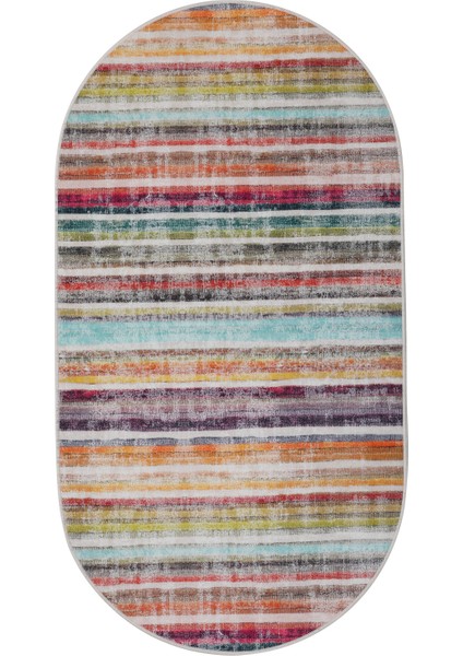 Dijidekor Multi Uygun Saçaksız Dijital Oval Halı Kaymaz Yıkanabilir Iskandinav Yolluk 160X600