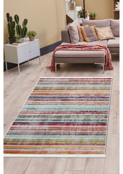 Dijidekor Multi Uygun Saçaklı Dijital Halı Kaymaz Yıkanabilir Iskandinav Yolluk 180X450