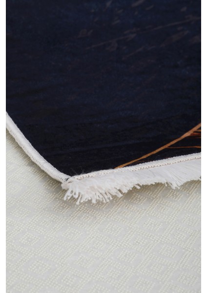 Dijidekor Siyah Gold Saçaklı Dijital Halı Kaymaz Yıkanabilir Iskandinav Yolluk 80X300 modelleri