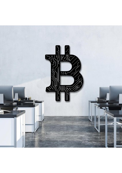 Altın Pusula Bitcoin Metal Duvar Tablosu