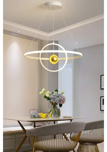 Paris Lüks Tasarım Beyaz Kasa Gold Toplu Ledli Sarkıt Avize