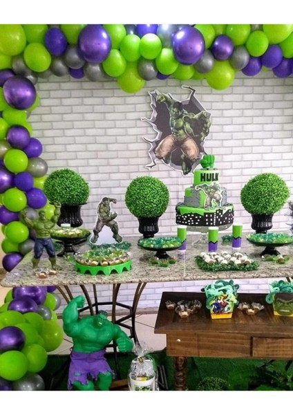 Hulk Temalı Balon Seti 70 Adet Balon + 5 mt Balon Zinciri